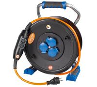 as - Schwabe Alimentation, chargeur, adaptateur Xperts PRCDS avec 40 m de câble de Chantier Orange Enrouleur de câble avec 3 Prises de Terre IP44 Fabriqué en Allemagne