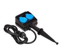 as - Schwabe as - Schwabe 60680 Prise de distribution à 2 prises avec contact de protection 230 V/16 A pour prise de terre avec câble en caoutchouc de 2 m et couvercle rabattable IP44 Noir I 60680