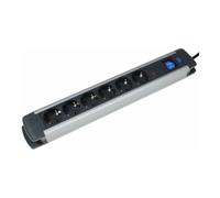 as - Schwabe Multiprise en Aluminium avec Interrupteur et Protection Enfant Câble 1,5 m, Blanc, 18366