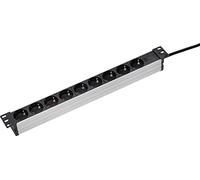 as - Schwabe Bloc multiprise 9 Prises Rack 19" pour Montage Universel dans Les armoires réseau 19", boîtier en Aluminium Robuste, câble de 2 m, Orientation à 45°, IP20, Noir/Aluminium 18194