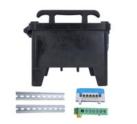 as - Schwabe Boîtier vide en caoutchouc plein avec rail DIN de 20 cm, décharge de traction, fermeture à étrier, pince, industrie