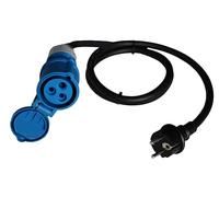 as - Schwabe Câble adaptateur CEE Caravan 230 V / 16 A CEE couplage & fiche de sécurité avec capuchon de protection,USB Câble 3 broches pour prise Schuko Europe IP44 Fabriqué en Allemagne Noir