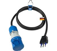 as - Schwabe Câble Adaptateur CEE Caravan, Norme Italienne 1,5 m - 230 V/16 A/3 Broches - Prise Italienne Type L (16 A) & Prise CEE avec clapet - IP44 - Fabriqué en Allemagne I 360486