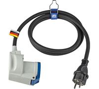 as - Schwabe Câble adaptateur CEE de camping - 1,5 m - H07RN-F 3G2,5 - Avec raccord coudé CEE avec couvercle rabattable et fiche de contact de protection - 230 V, 16 A - Pour camping et extérieur -