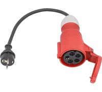 as - Schwabe Câble adaptateur E2 0,3 m H07RN-F 3G2,5, fiche de contact de protection 230 V 16 A, coupleur CEE rouge 400 V 32 A 5 broches avec couvercle rabattable 230 V 16 A max. 3500 W, IP44, 61373