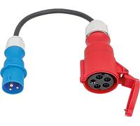 as - Schwabe Câble adaptateur - Fiche CEE 230 V/16 A/3 broches vers raccord CEE 400 V/16 A/5 broches - Câble en caoutchouc lourd H07RN-F 3G2,5 de 0,3 m - Protection IP44 contre les projections d'eau
