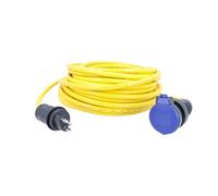 as - Schwabe Câble de Chantier 25 m AT-N07V3V3-F 3G1,5, fiche SEV et coupleur T23, 230 V/16 A, câble de Chantier Jaune, IP55 résistant à la poussière et aux Jets