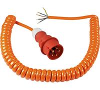 as - Schwabe Câble de raccordement avec câble spiralé de 1 m de longueur de base, extensible à 5 m, câble de chantier en polyuréthane 230 V, 16 A orange as 70431, 400 V.