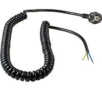 as - Schwabe câble de raccordement spiralé 1 m à 2,5 m H05VV-F 3G1,5-230 V / 16 A - fiche coudée avec Terre - câble Nu dénudé 60 mm - IP20 Usage intérieur - Haute fiabilité - Noir, 70424