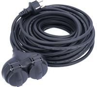 as-Schwabe Câble de rallonge extérieur 10m Câble de rallonge en caoutchouc 2x Schuko noir IP44