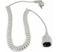 as-Schwabe Câble spiralé 1-2,5m extensible Fiche coudée Schuko 230V 16A Blanc IP20