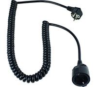 as - Schwabe câble spiralé 2 m - Extensible à 4 m - Câble de Rallonge Schuko H05VV-F 3G1,5 - fiche coudée avec Prise de Terre - IP20 intérieur - Noir, 70425
