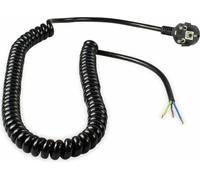 as-Schwabe Câble spiralé de raccordement 1-2,5m fiche coudée Schuko 230V noir IP20