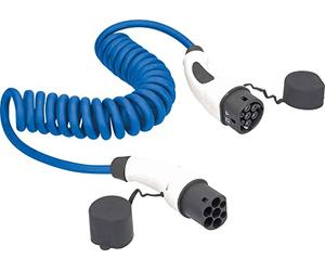As-Schwabe Câble spiralé pour Voiture Hybride et électrique Mode 3, Type 2, câble de Charge triphasé 22 KW, Extensible de 1 à 5 m, avec Sac de Rangement, Plage de températures de Fonctionnement de