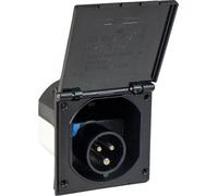 as - Schwabe Camping CEE-Caravan-Espeisungsstecker - 230 V / 16 A Outdoor Anbaustecker mit Klappdeckel - 3-Poliger Stecker für Wohnwagen - Außenbereich - IP44 - Germany - Schwarz I 61493