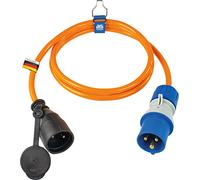 as - Schwabe Caravan Câble adaptateur CEE 1,5 m de câble polyuréthane, fiche CEE avec indicateur de tension Powerlight & prise de courant de sécurité, IP44 avec capuchon de protection, Orange I 86245