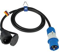 as - Schwabe Caravan Câble adaptateur CEE 1,5 m, fiche CEE avec Powerlight indicateur de tension & prise de courant de sécurité, IP44 pour camping-cars avec capuchon de protection, Noir I 861408