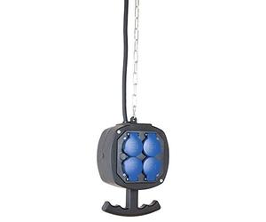 as - Schwabe coffrets de prises suspendus - 8 prises 230 V / 16 A - câble 3 m H05VV-F 3G1,5 - boîtier plastique robuste - chaîne acier zinguée - Coffrets de chantier - Coffret Électrique - IP44, 60973