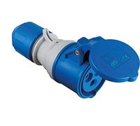 as - Schwabe Coupleur CEE avec indicateur de tension POWERLIGHT 230 V, 16 A, 3 pôles, coupleur de camping, protection IP44 étanche, pour l'extérieur, bleu | 61487