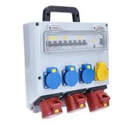 as - Schwabe Distributeur mural Fixo 11D DAT+ - 400 V/32 A - Avec FI 40 A 30 mA - 1 x CEE 32 A - 2 x CEE 16 A - 3 x Schuko, 2 x RJ45 - IP44