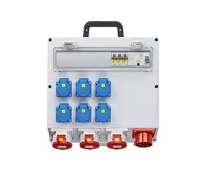 as - Schwabe Distributeur mural prêt à être branché - Répartiteur de courant de construction avec prise CEE 400 V/16 A/11 kW - Sortie 6 x Schuko, 3 x CEE (400 V/16 A/5 broches) - Répartiteur de pièces