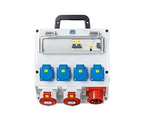 as - Schwabe Distributeur mural prêt à être branché - Répartiteur de courant de construction avec prise CEE 400 V/16 A/11 kW - Sortie 4 x Schuko, 2 x CEE (400 V/16 A/5 broches) - Répartiteur de pièces