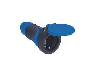 as - Schwabe DuroConn Coupleur de contact de protection, extrêmement robuste, affichage de tension, avec libération rapide, 230 V/16 A, pour câbles jusqu'à 3 x 2,5 mm², bleu/noir, IP54