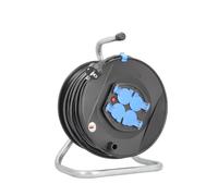as - Schwabe enrouleur de câble 25 m, intérieur, 4 prises | disjoncteur thermique de protection, Made in Germany - IP20