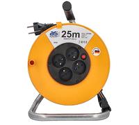 as - Schwabe enrouleur de câble 25 m, IP20 intérieur, 4 prises de courant NF, disjoncteur thermique de protection, Made in Germany