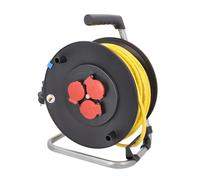 as - Schwabe enrouleur de câble 33 m AT-N07V3V3-F 3G2,5, IP44 extérieur, 3 prises avec terre, frein de blocage, guide de câble, Made in Germany
