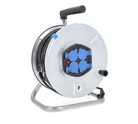 as - Schwabe enrouleur de câble 50 m H05RR-F 3G1,5, IP20 interior, 4 prises avec terre, protection thermique, tambour en tôle d’acier galvanisé, Made in Germany