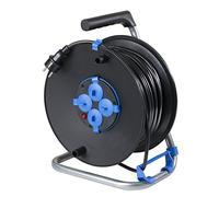 as - Schwabe enrouleur de câble 50 m, IP20 intérieur, 4 prises avec terre, disjoncteur thermique de protection, Made in Germany
