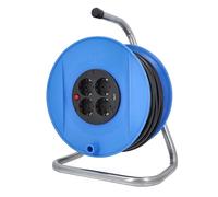 as - Schwabe enrouleur de câble 50 m, IP20 intérieur, 4 prises avec terre, USB, disjoncteur thermique de protection, Made in Germany