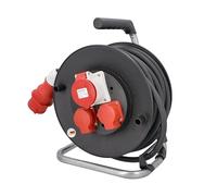 as - Schwabe enrouleur de câble CEE 20 m H07RN-F 5G2,5, IP44 extérieur avec 2 prises avec terre, 1 prise CEE 400 V 5 pôles, protection thermique, Made in Germany