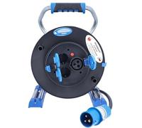 as - Schwabe Enrouleur de câble de camping 25 m, prise CEE 16 A, 1 prise CEE 230 V/16 A/3 broches, 2 prises encastrables 230 V/16 A, USB C, indicateur de tension, IP44