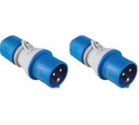 as - Schwabe Fiche CEE avec indicateur de tension POWERLIGHT 230 V, 16 A, 3 pôles, fiche de camping, protection IP44, étanche, convient pour l'extérieur, bleu | 61486 (Lot de 2)