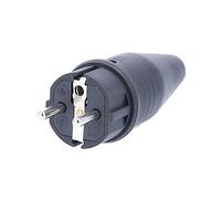 as - Schwabe Fiche en caoutchouc Fiche de contact de protection avec double contact de protection, câbles jusqu'à max. 1,5mm², adaptée à l'extérieur, 230V, 16A, IP44, noir, 60411