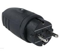 AS Schwabe Fiche en Caoutchouc IP44 Noir 230V/16A 2,5mm ² Schuko Étanchéité