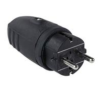 as - Schwabe Fiche en Caoutchouc NF 230V / 16A sans Câble Fiche d'Alimentation 2PT avec Mise à la Terre Adaptée à l'Usage Extérieur IP44 Made in Germany, Noir I 860410