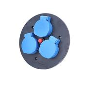 as - Schwabe insert de prises triple pour enrouleur de câble, version suisse, 3 x SEV 230 V/10 A Type13, avec clapets de protection bleu, interrupteur thermique, extérieur IP55