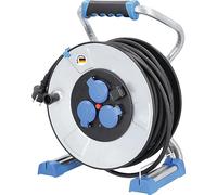 as - Schwabe IronCoat Xperts enrouleur de câble 25 m H07RN-F 3G2,5, IP44 extérieur, 3 prises avec terre + port USB, indicateur de tension, protection contre les chocs électriques, Made in Germany