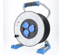 as - Schwabe IronCoat Xperts enrouleur de câble vide, pour environ 50 m de câble, extérieur IP44, 3 prises avec terre, port USB, protection contre les chocs électriques, Made in Germany
