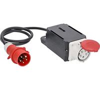 AS-Schwabe Limiteur de courant d'appel MIXO 400 V/16 A - Limiteur de courant avec fiche CEE et couplage CEE - Rallonge haute tension avec câble flexible en caoutchouc lourd de 1,5 m H07RN-F 5G1.5 - IP44, noir/rouge