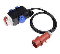 as - Schwabe MIXO Adapter/Stromverteiler ENZ Stecker mit 2 m Gummischlauchleitung und 1 x CEE und 3 x Schuko Steckdosen - Robuster Baustellen Starkstrom-Verteiler - IP44 - Made in EU I 61520, schwarz
