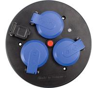 as - Schwabe Multiprise 3 Prises 230 V avec Couvercle Rabattable et Sortie USB 5 V/2,1 A, Contact de Protection et Protection Thermique, IP54 pour l'extérieur, 11586