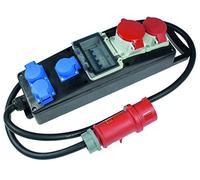 as - Schwabe Multiprise CEE 60813 - en Caoutchouc Plein - 2 m - H07RN-F 5G6-3X Schuko - 230 V 16 A - 1 x CEE 400 V 32 A - LS - Répartiteur de Courant de Chantier - Fabriqué en Allemagne