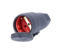 as - Schwabe Prise en Caoutchouc sans Câble 230V / 16A Prise 2PT avec Mise à la Terre pour l'Extérieur IP44 Made in Germany, Noir I 860415