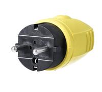 AS Schwabe 62403 Fiche électrique mâle avec terre caoutchouc 230 V jaune IP44
