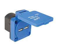 as - Schwabe Prise encastrable avec 2 Prises - Tension d'entrée 230 V ~ et Ports USB 5 V/2,1 A - pour Une Utilisation en extérieur et en intérieur - avec Couvercle - IP54 - Bleu I 45089