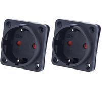 as - Schwabe - Prise encastrable - Dimensions de la bride : 50 x 50 mm - Prise de contact de protection 230 V, 16 A - Prise à encastrer - IP20 en intérieur - Pour camping et caravane - Noir - 45081